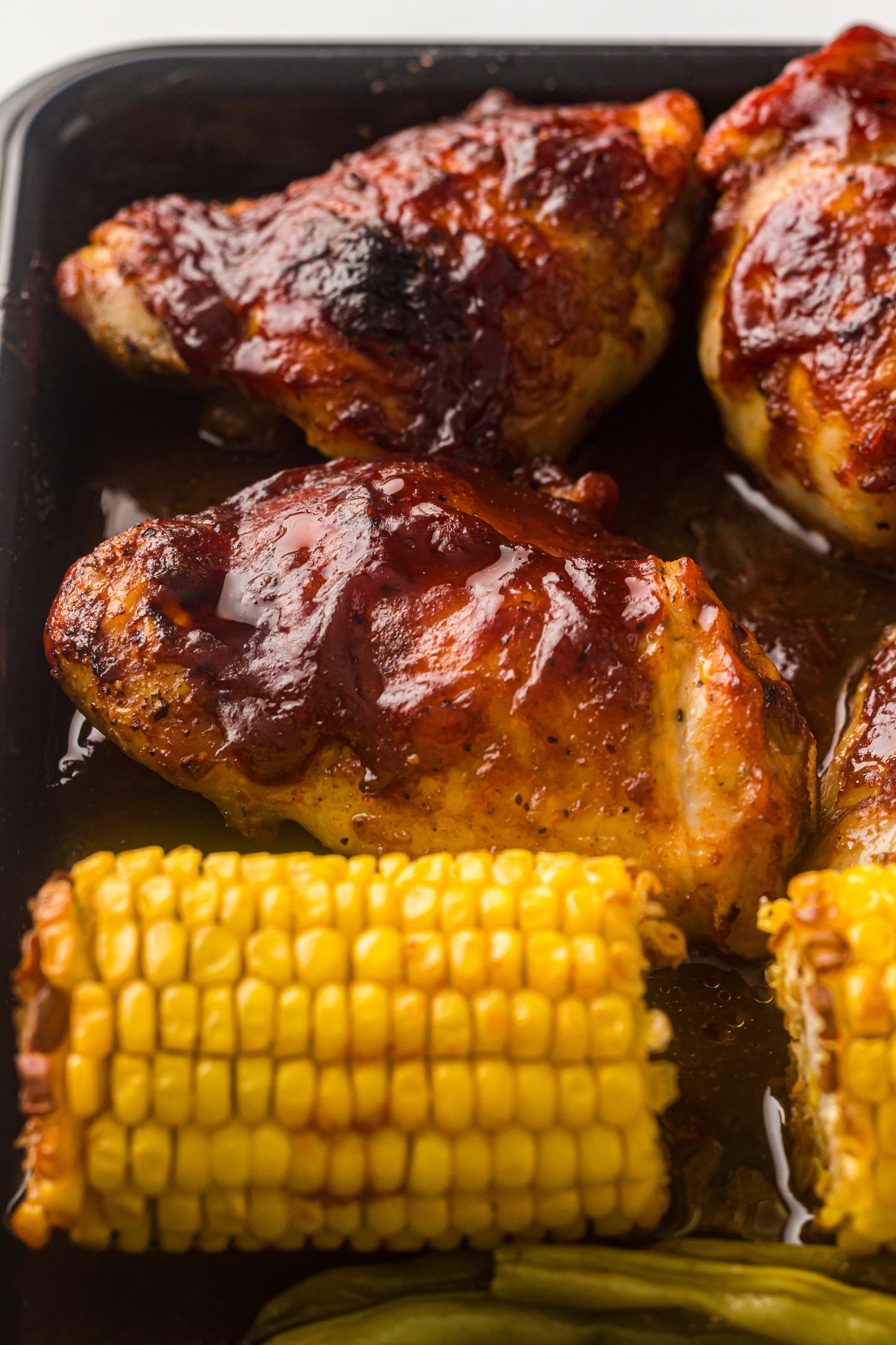 PLR Sheet Pan BBQ Chicken Thighs with Baby Potatoes, Green Beans and Corn