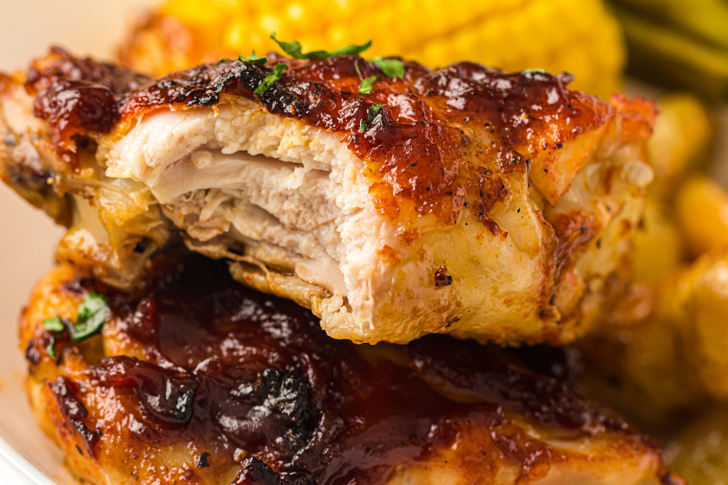 PLR Sheet Pan BBQ Chicken Thighs with Baby Potatoes, Green Beans and Corn