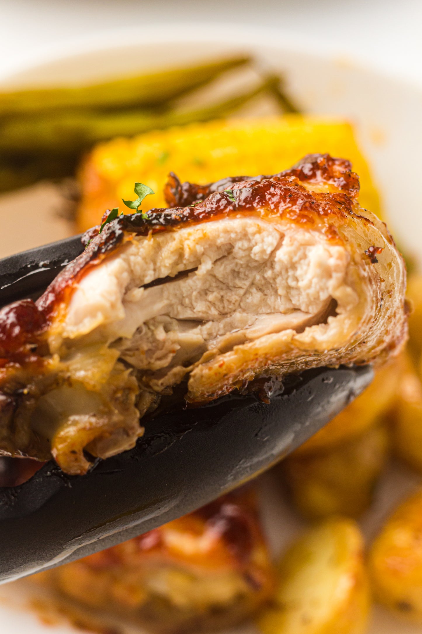 PLR Sheet Pan BBQ Chicken Thighs with Baby Potatoes, Green Beans and Corn
