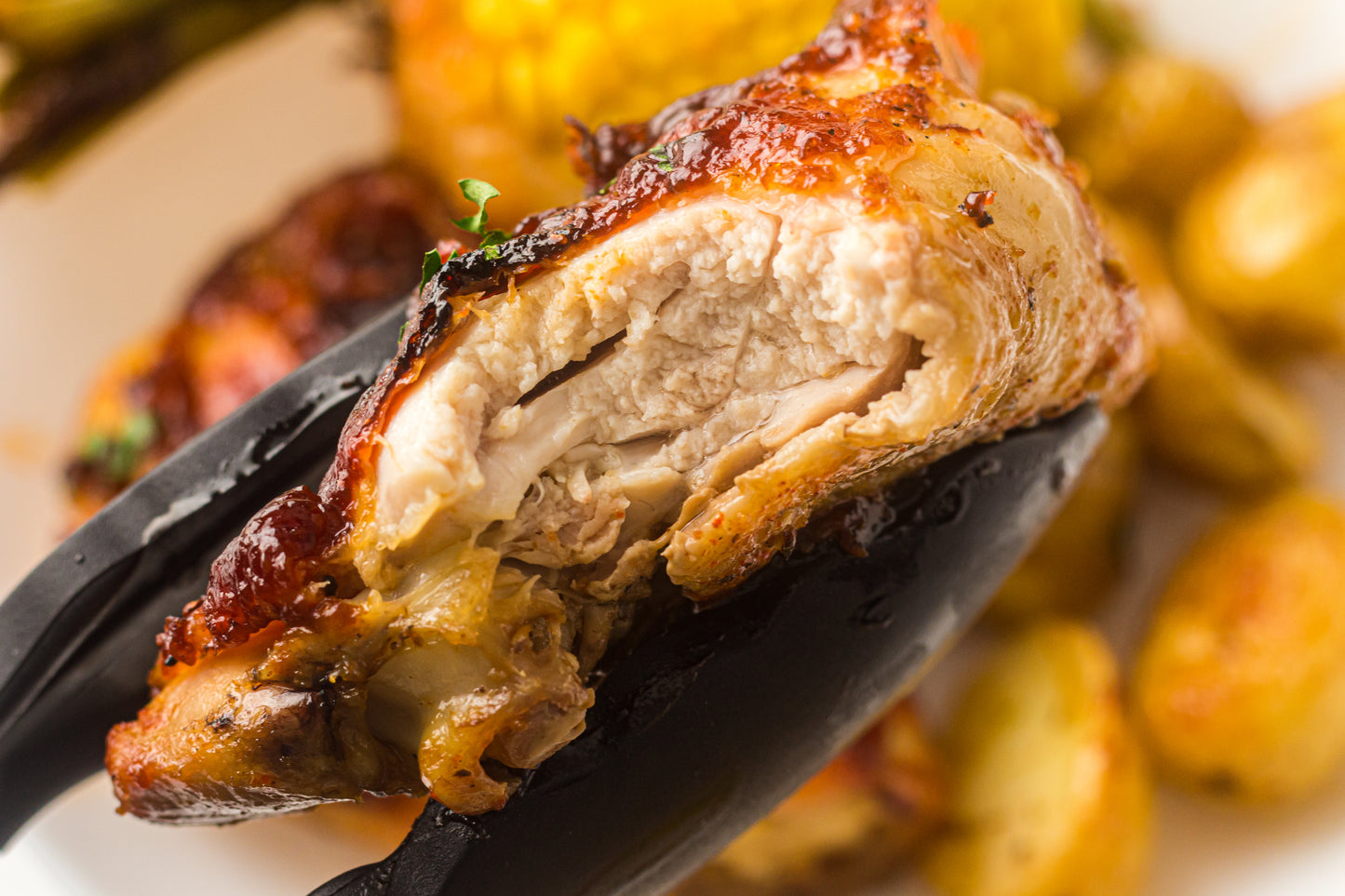 PLR Sheet Pan BBQ Chicken Thighs with Baby Potatoes, Green Beans and Corn