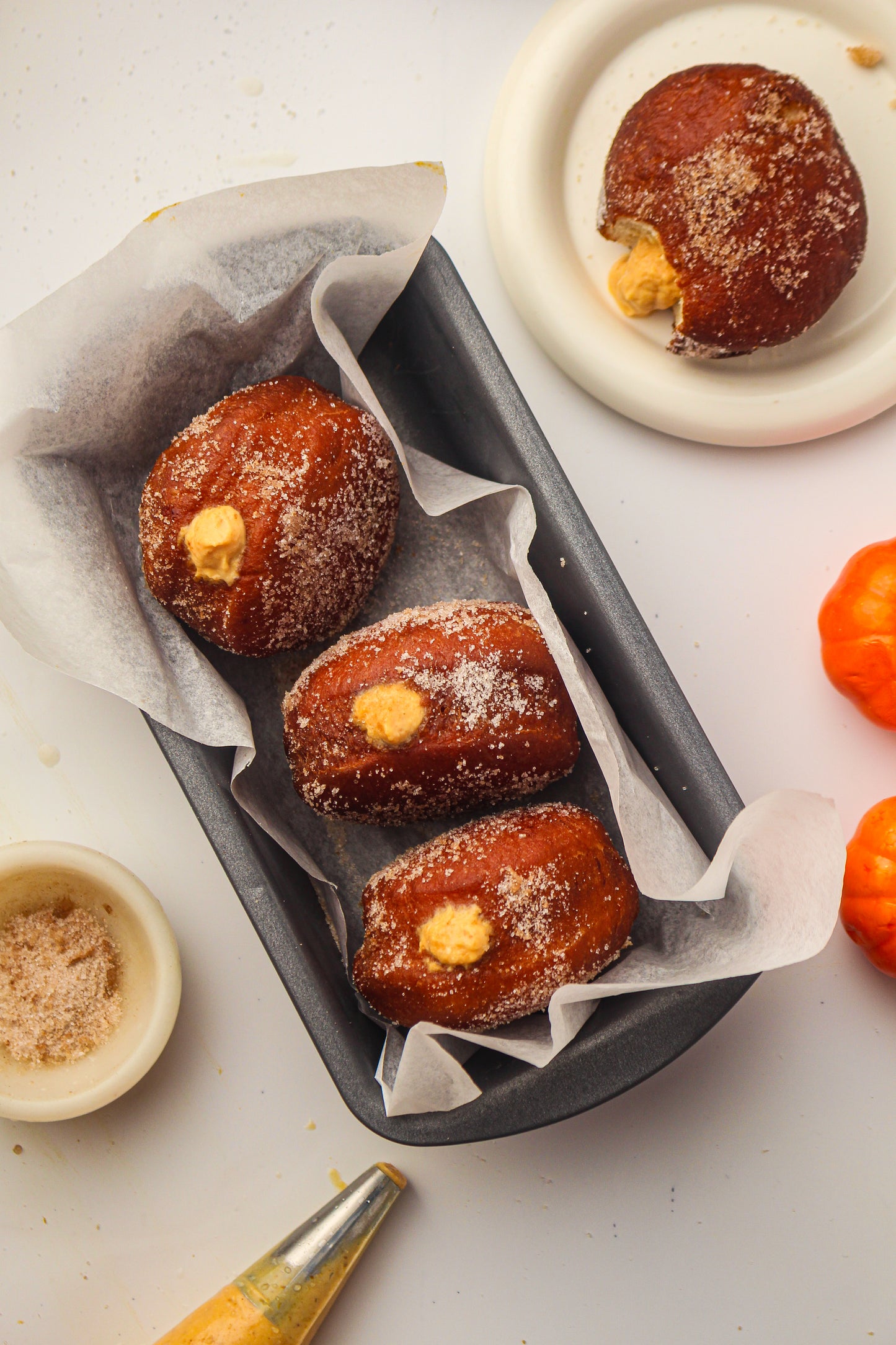 Pumpkin Cream-Filled Sugar Donuts Recipe