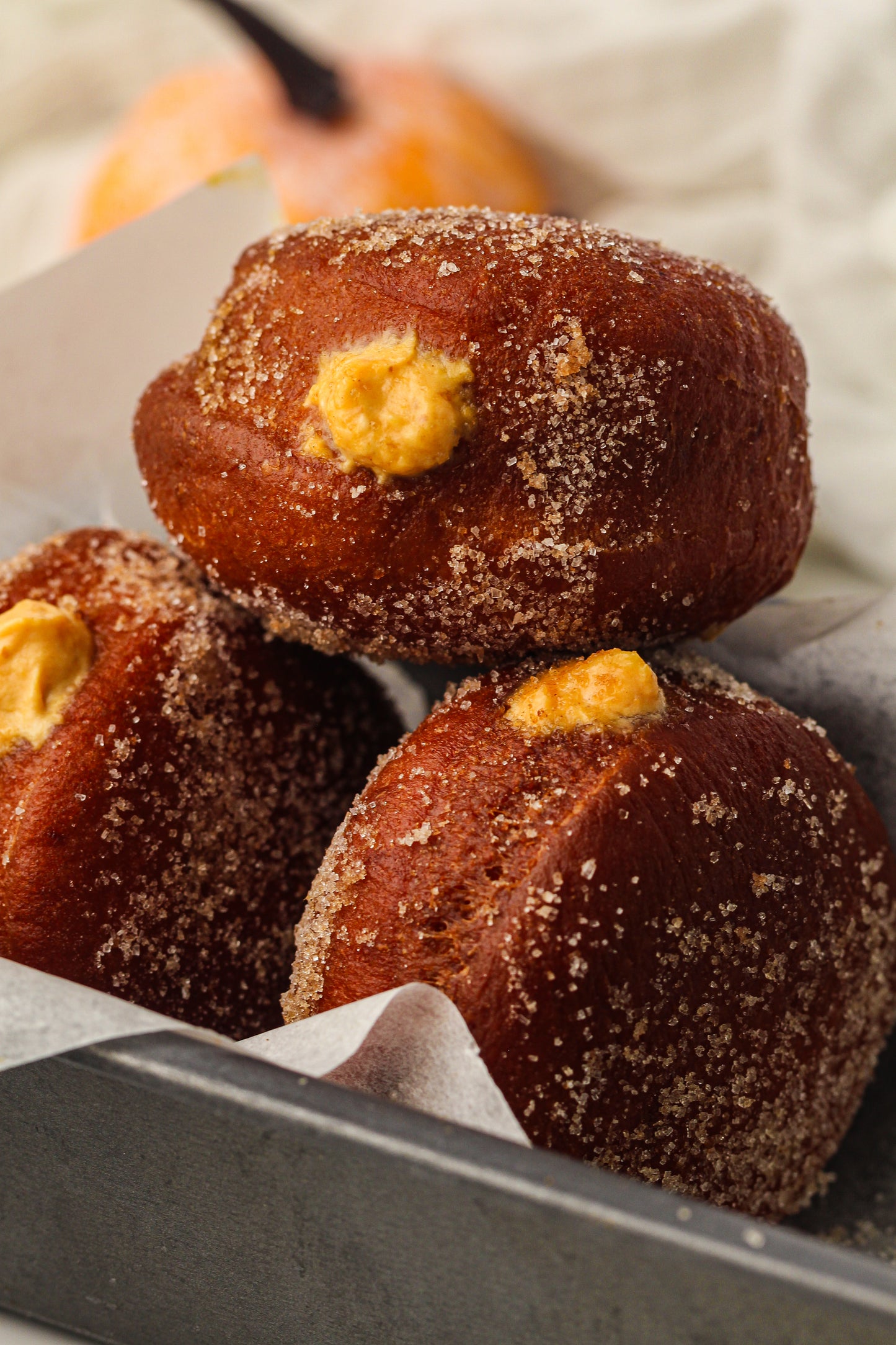 Pumpkin Cream-Filled Sugar Donuts Recipe