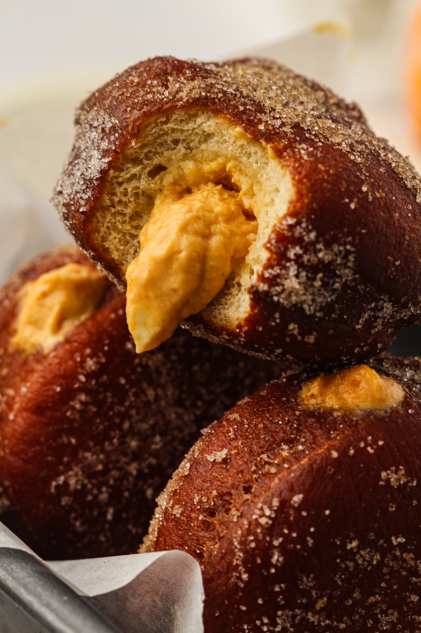 Pumpkin Cream-Filled Sugar Donuts Recipe