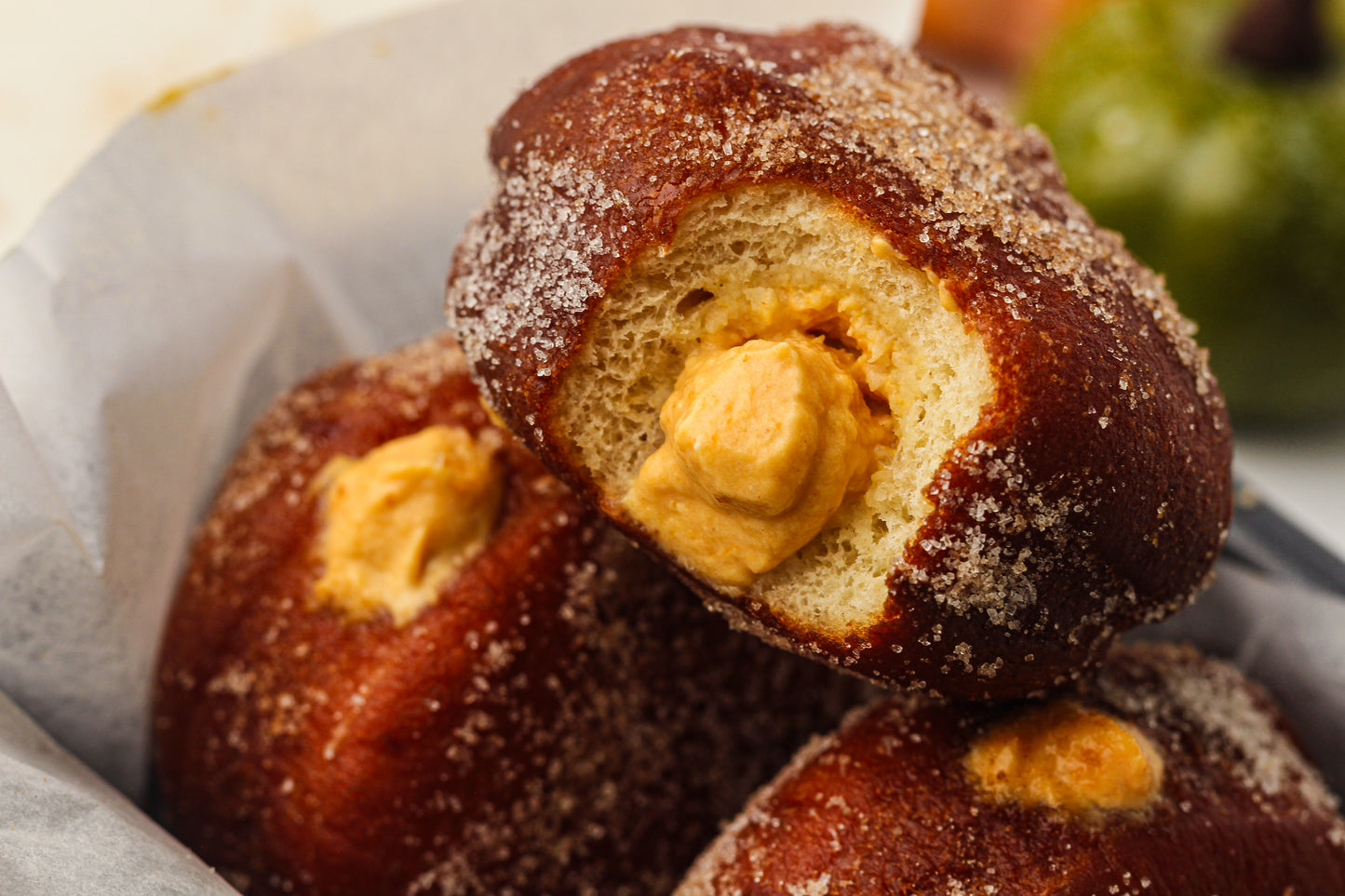 Pumpkin Cream-Filled Sugar Donuts Recipe