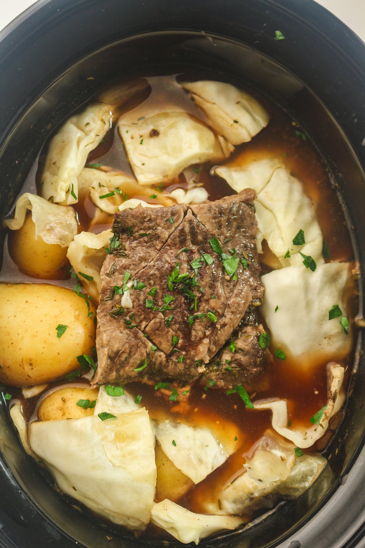 Slow Cooked Corned Beef and Cabbage