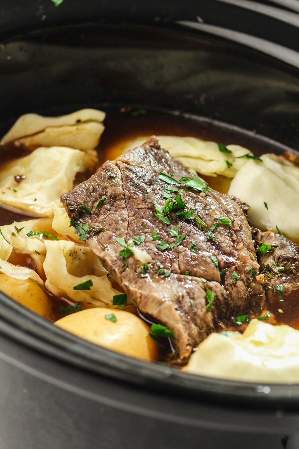 Slow Cooked Corned Beef and Cabbage
