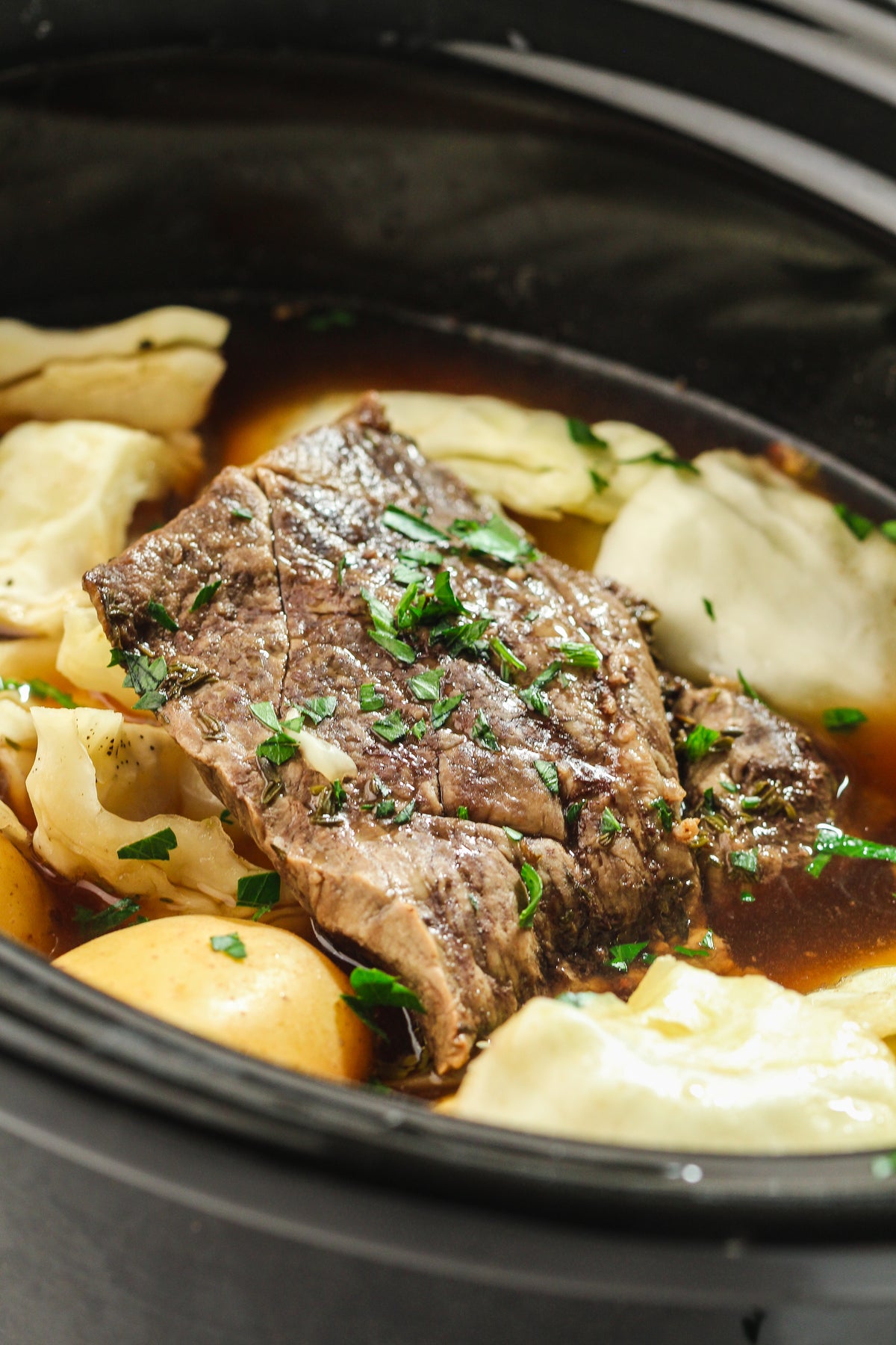 Slow Cooked Corned Beef and Cabbage