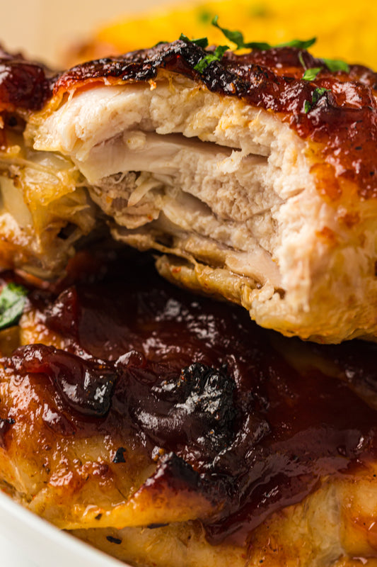 PLR Sheet Pan BBQ Chicken Thighs with Baby Potatoes, Green Beans and Corn