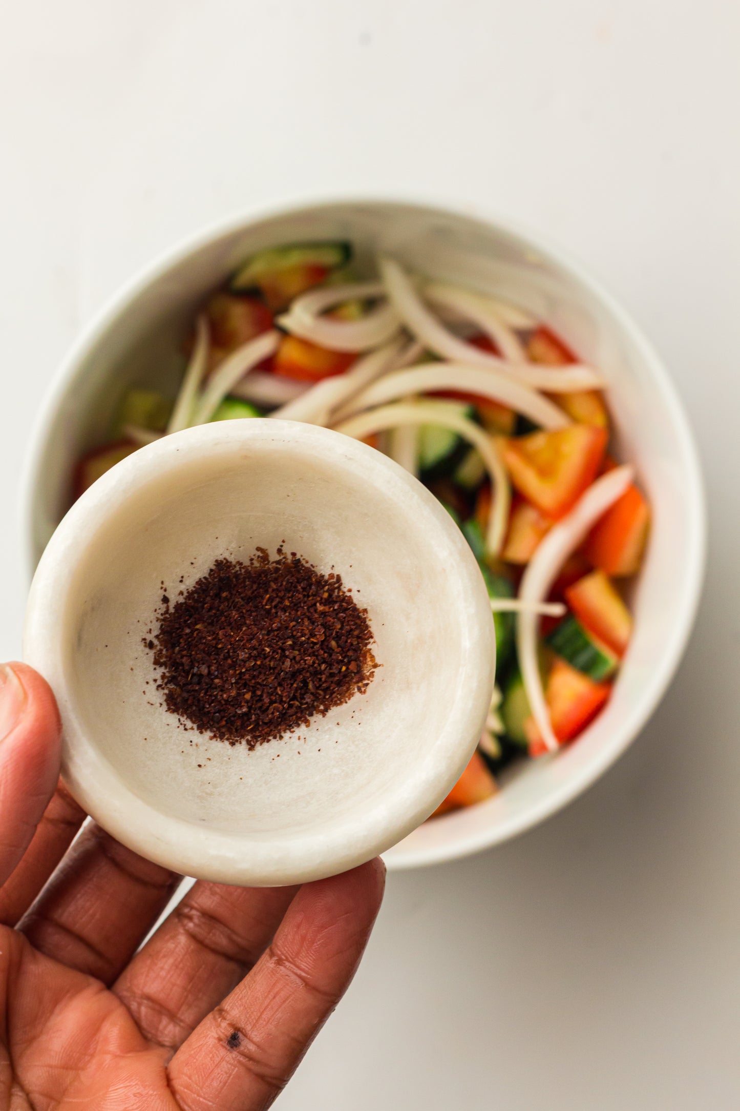 Sheet Pan Koftas with Tahini Dressing & Sumac Tomato-Cucumber Salad