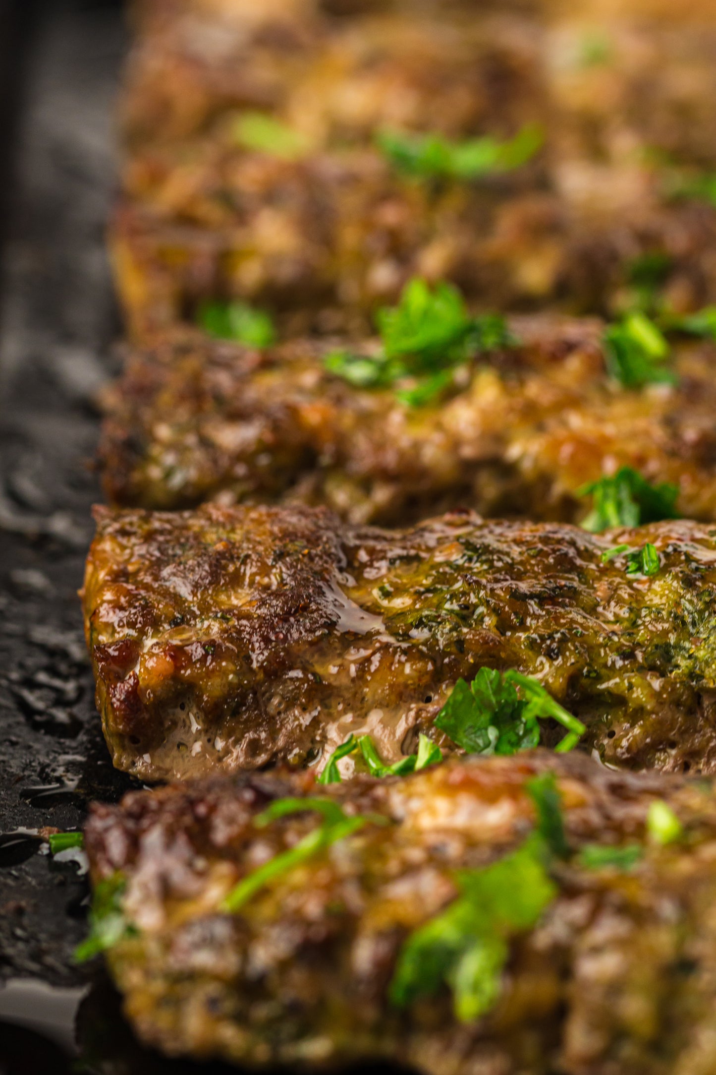 Sheet Pan Koftas with Tahini Dressing & Sumac Tomato-Cucumber Salad