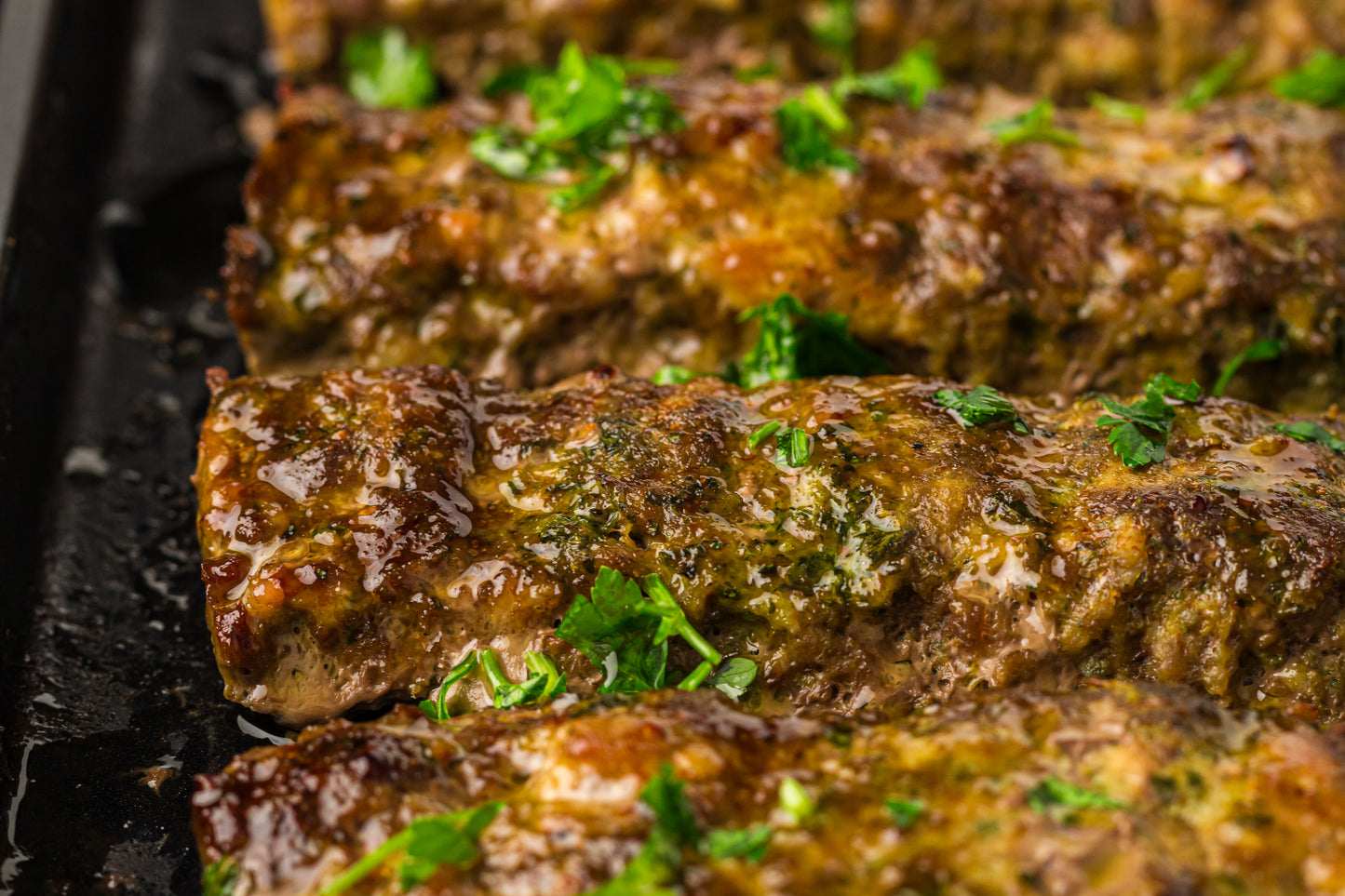Sheet Pan Koftas with Tahini Dressing & Sumac Tomato-Cucumber Salad