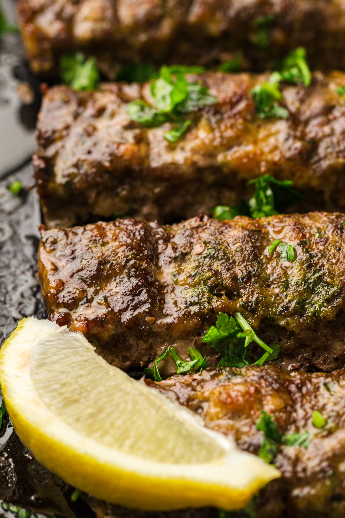 Sheet Pan Koftas with Tahini Dressing & Sumac Tomato-Cucumber Salad