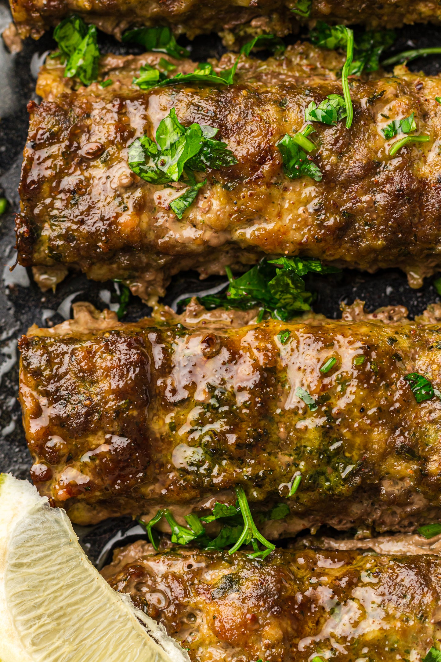 Sheet Pan Koftas with Tahini Dressing & Sumac Tomato-Cucumber Salad