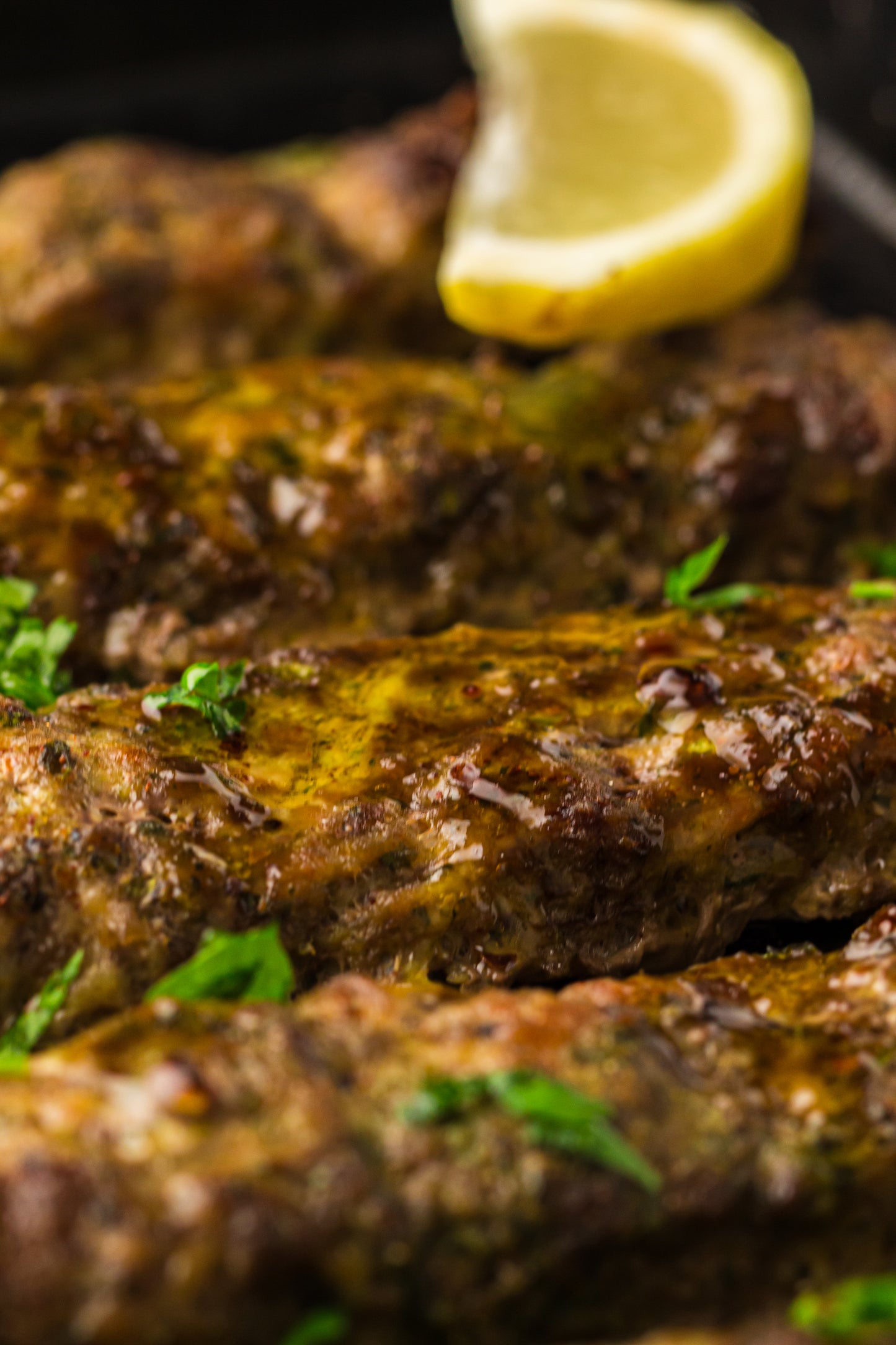 Sheet Pan Koftas with Tahini Dressing & Sumac Tomato-Cucumber Salad